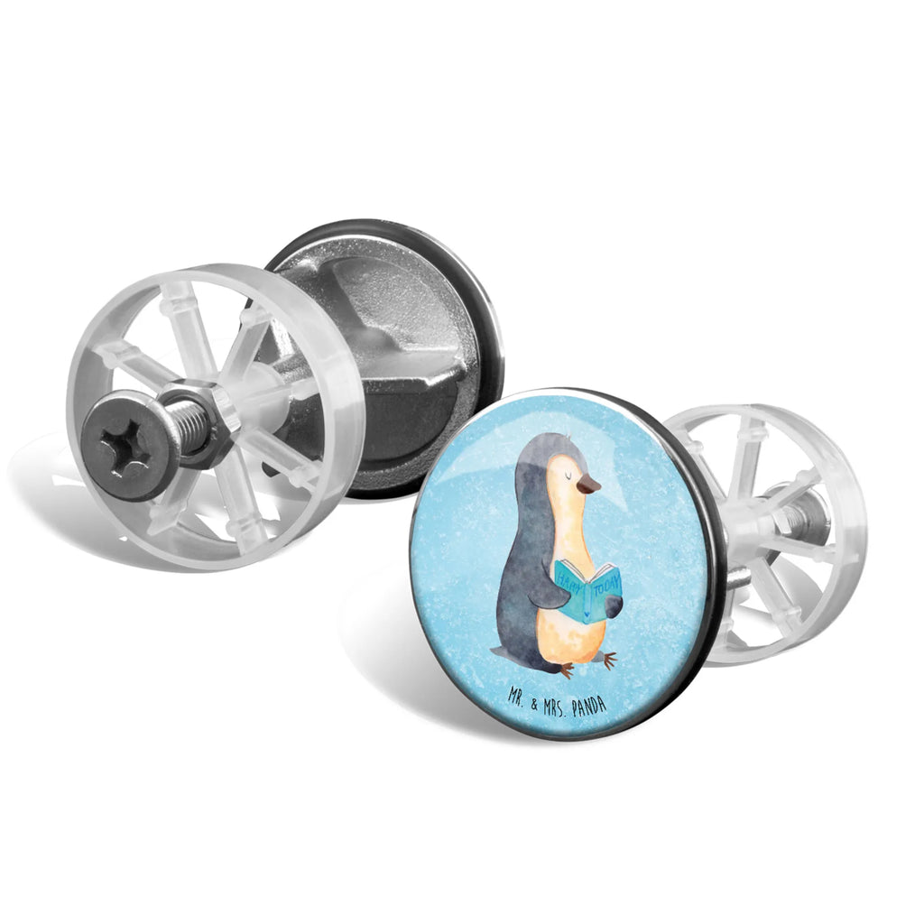 Sink plug Penguin A book washbasin, Washbasin plugs, drain plugs, stoppers, universal, washbasin plugs, drain set, Penguin, North Pole, Winter, Penguins, doing nothing, holidays, reading, lazing around, penguins, book, bookworm, vacation, leisure
