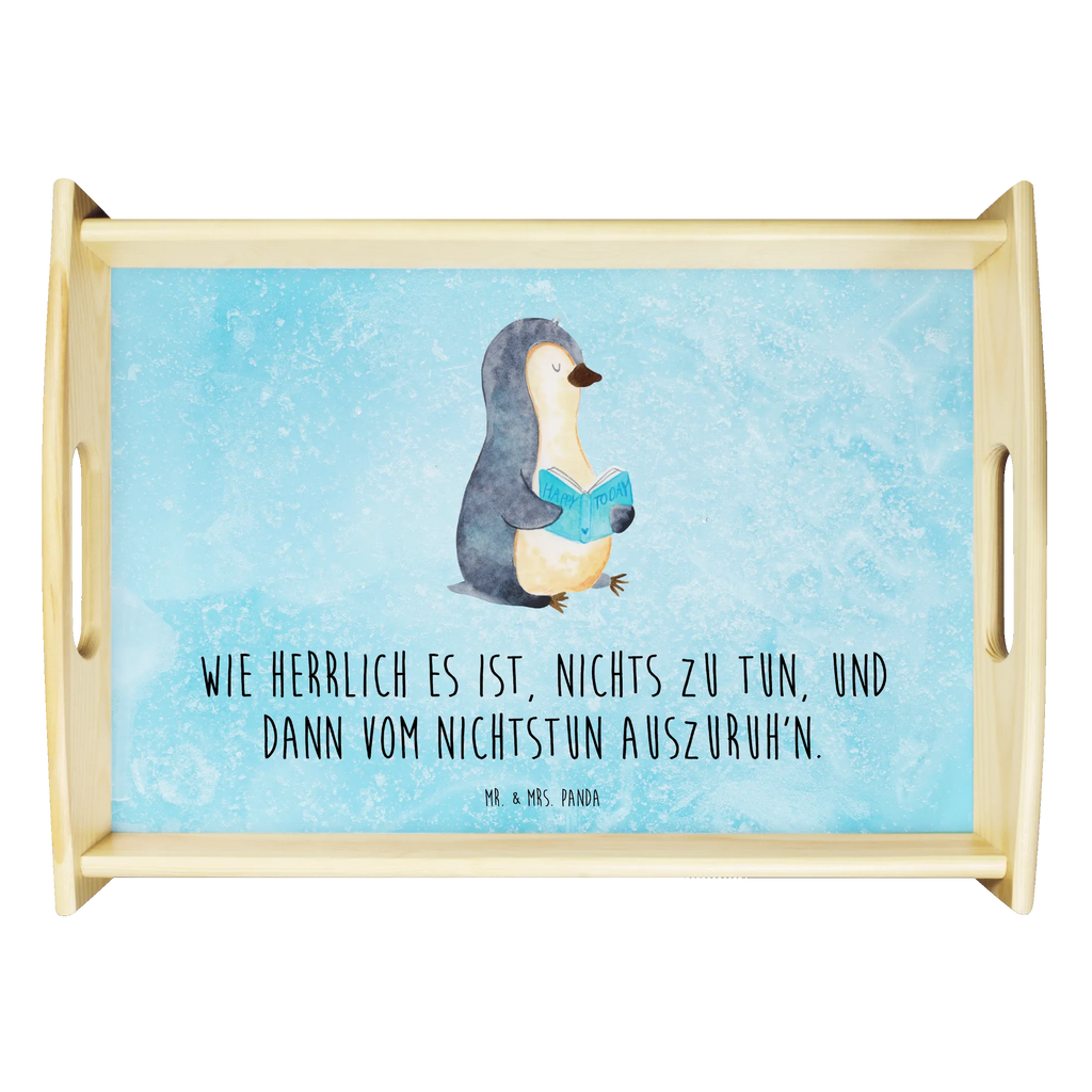 Serving tray Penguin A book Serviertablett, Holztablett, Frühstückstablett, Dekotablett, Tablett, Küchentablett, Pinguin, Freizeit, Ferien, Pinguine, Faulenzen, Urlaub, Bücherwurm, Lesen, Buch, Nichtstun