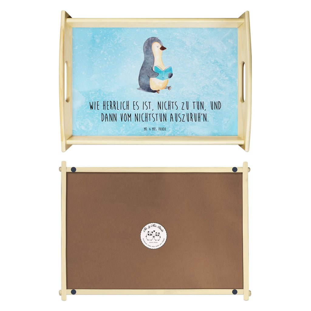 Serving tray Penguin A book Serviertablett, Holztablett, Frühstückstablett, Dekotablett, Tablett, Küchentablett, Pinguin, Freizeit, Ferien, Pinguine, Faulenzen, Urlaub, Bücherwurm, Lesen, Buch, Nichtstun