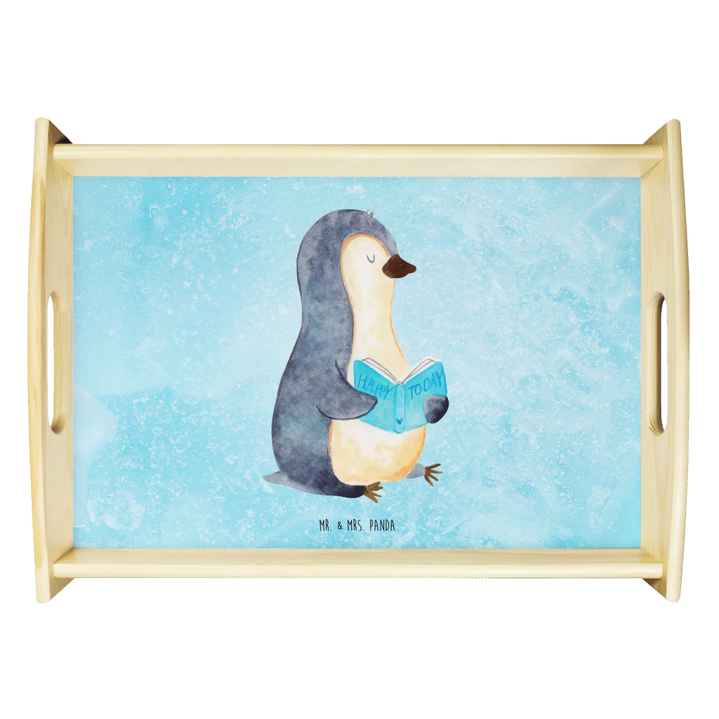 Serving tray Penguin A book Serviertablett, Holztablett, Frühstückstablett, Dekotablett, Tablett, Küchentablett, Pinguin, Freizeit, Ferien, Pinguine, Faulenzen, Urlaub, Bücherwurm, Lesen, Buch, Nichtstun