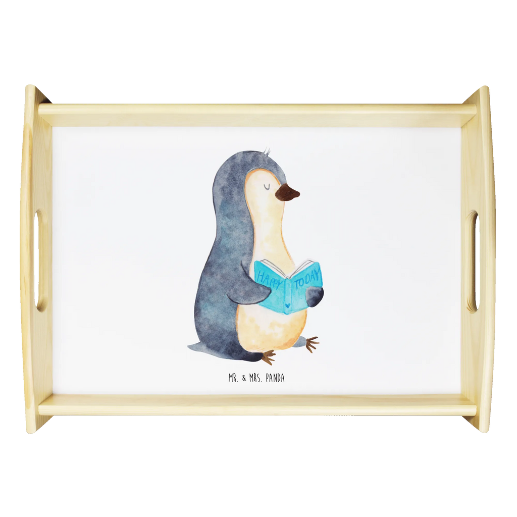Serving tray Penguin A book Serviertablett, Holztablett, Frühstückstablett, Dekotablett, Tablett, Küchentablett, Pinguin, Freizeit, Ferien, Pinguine, Faulenzen, Urlaub, Bücherwurm, Lesen, Buch, Nichtstun