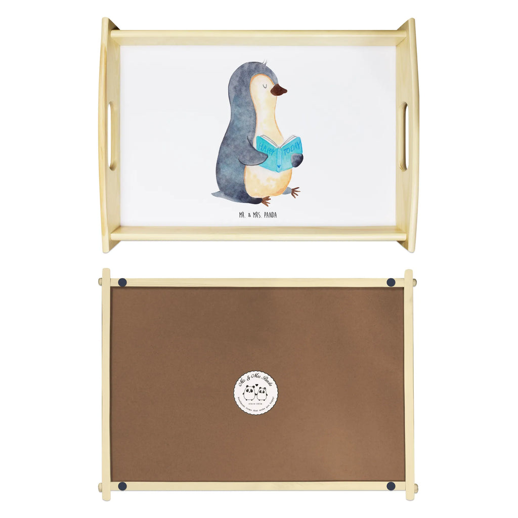 Serving tray Penguin A book Serviertablett, Holztablett, Frühstückstablett, Dekotablett, Tablett, Küchentablett, Pinguin, Freizeit, Ferien, Pinguine, Faulenzen, Urlaub, Bücherwurm, Lesen, Buch, Nichtstun
