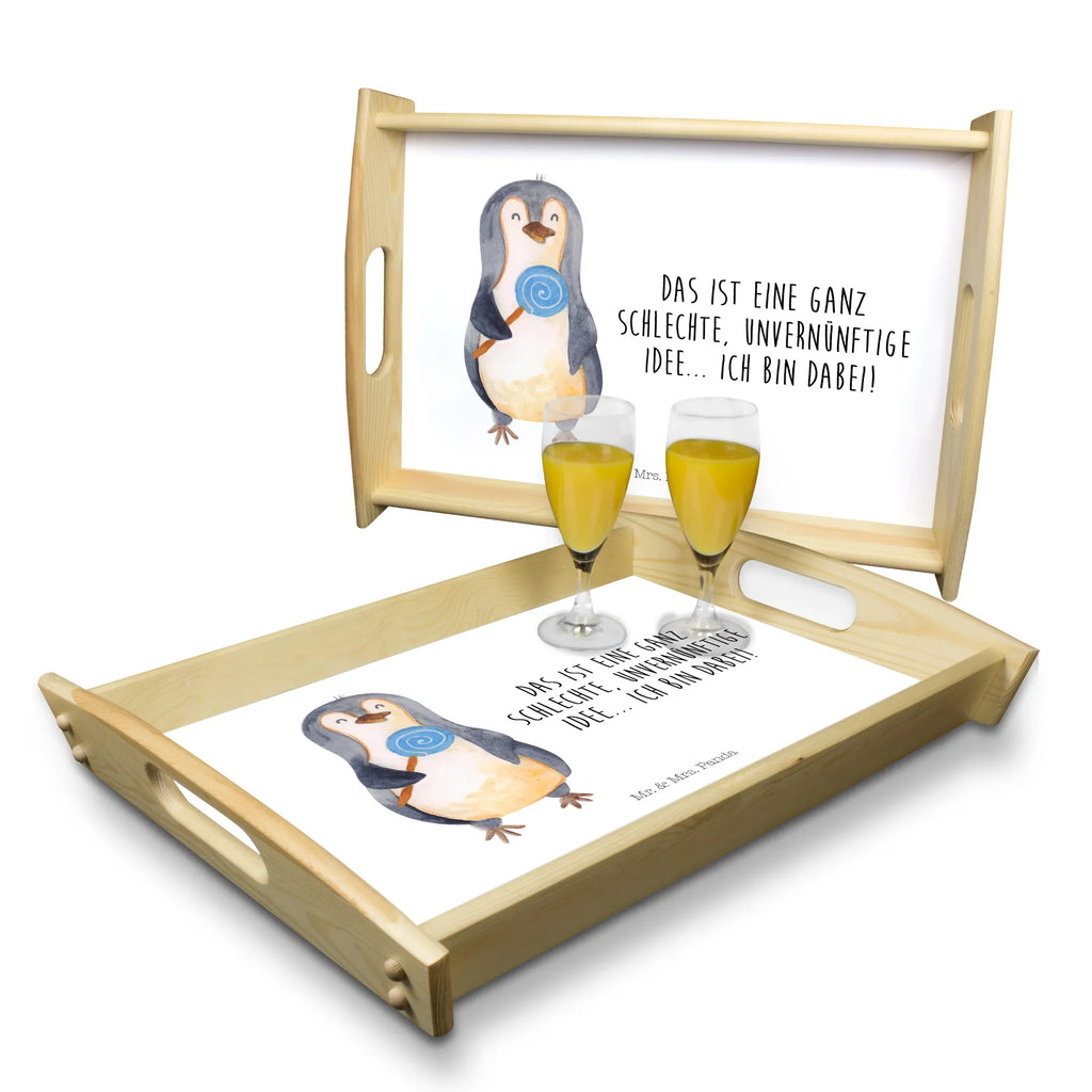 Serving tray Penguin lollipop Holztablett, Dekotablett, Tablett, Frühstückstablett, Küchentablett, Serviertablett, Pinguin, Süßigkeiten, Lolli, Ganove, Pinguine, Rebell, Gauner, Blödsinn, Rabauke, Spruch