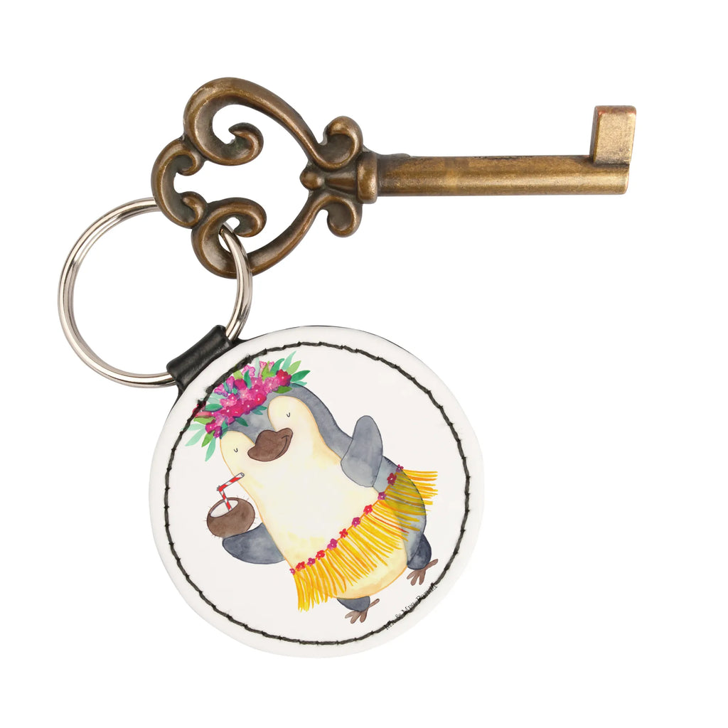 Rund Schlüsselanhänger Pinguin Kokosnuss mini schlüsselanhänger, Schlüsselaccessoire, Schlüsselanhänger, Taschenanhänger, schlüsselbund anhänger, Pinguin, Pinguine, Kokosnuss, Hawaii, Urlaub, Aloha