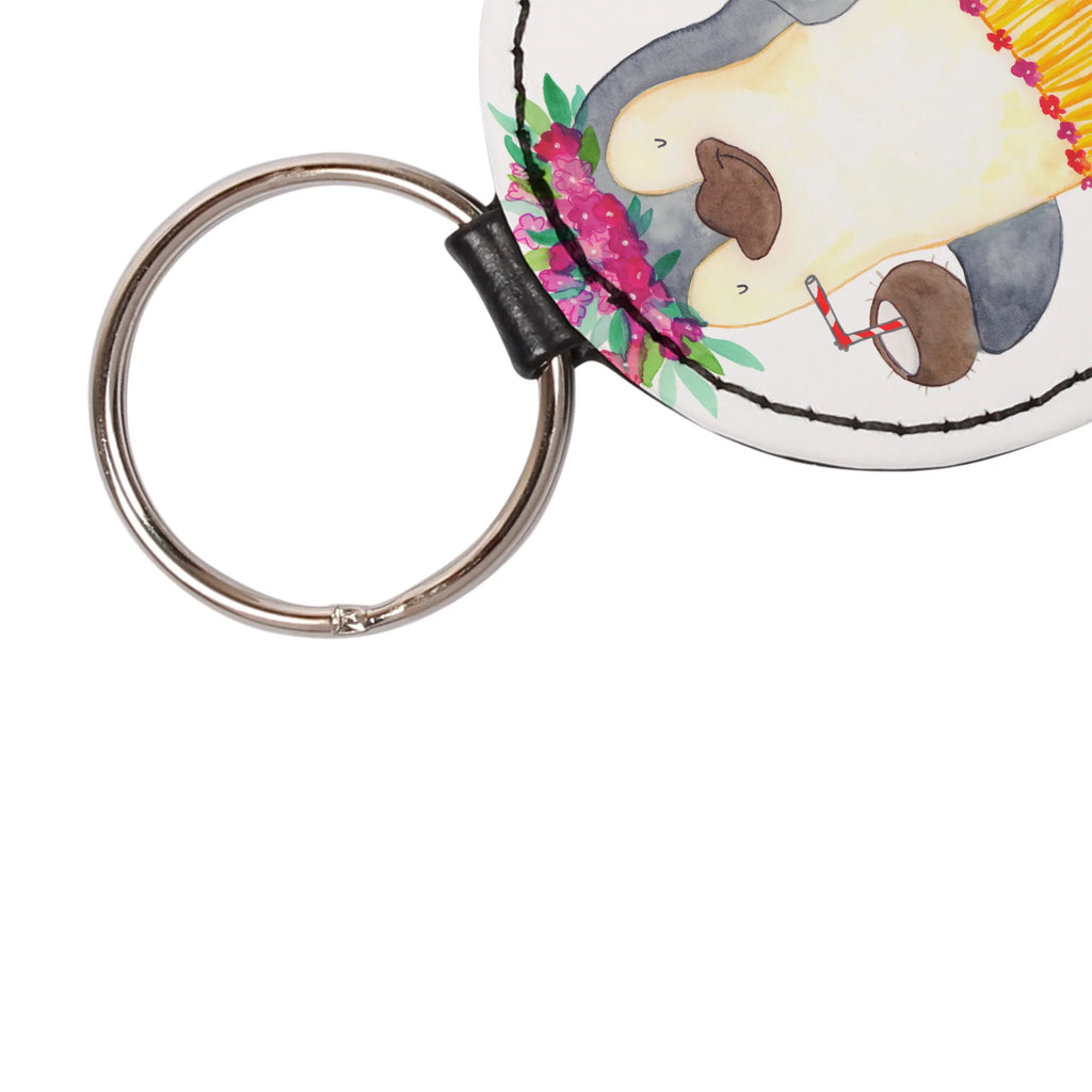 Rund Schlüsselanhänger Pinguin Kokosnuss mini schlüsselanhänger, Schlüsselaccessoire, Schlüsselanhänger, Taschenanhänger, schlüsselbund anhänger, Pinguin, Pinguine, Kokosnuss, Hawaii, Urlaub, Aloha
