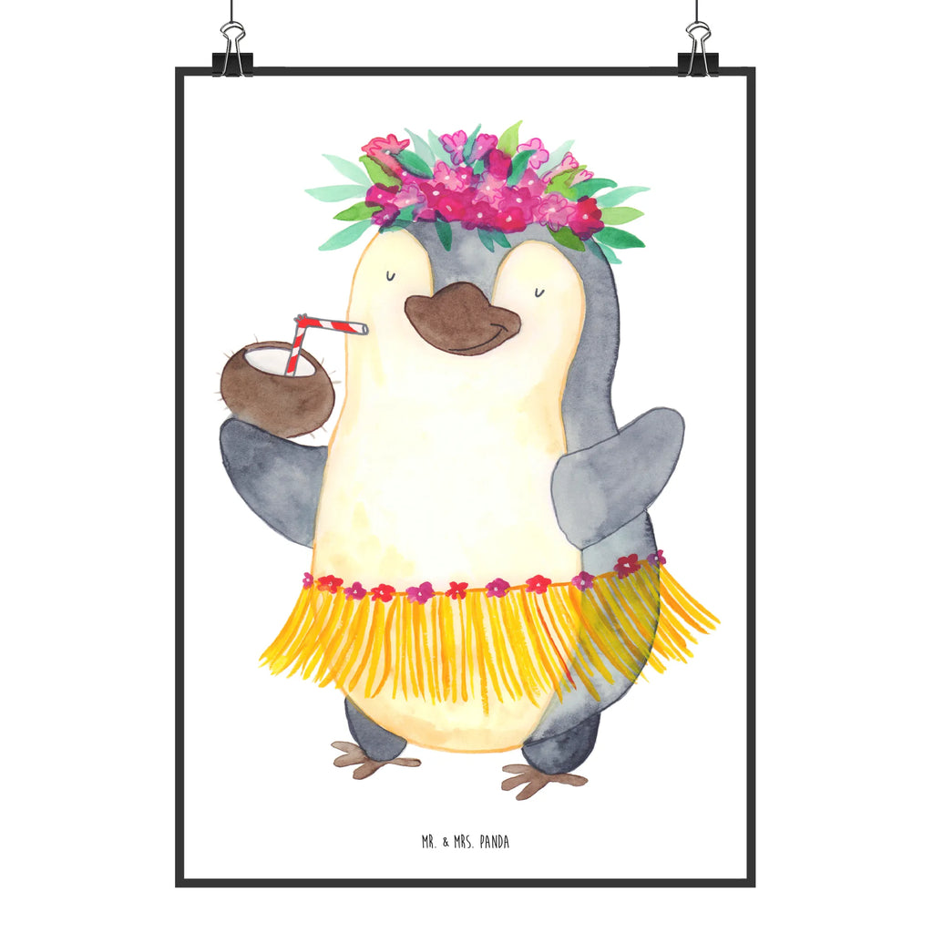 Plakat Pingwin z Kokosem Raumdekoration, Bild, Posterdruck, Wanddeko Bild, Mr. & Mrs. Panda Poster, Kunstdruck, Handgemaltes Poster, Designposter, Küchenposter, Wandposter, Kinderposter, Wanddekoration, Poster, Wanddeko, Pinguin, Kokosnuss, Pinguine, Hawaii, Urlaub, Aloha