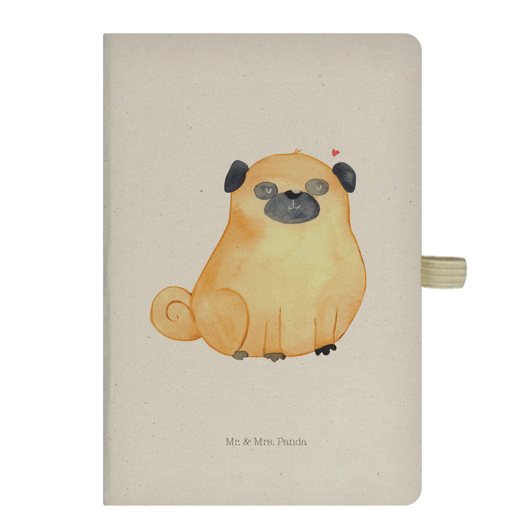 Bawełniany notatnik DIN A4 Mops Pies, motyw psa, zwierzę domowe, rasa psa, miłośnik zwierząt, właściciel psa, powiedzenia