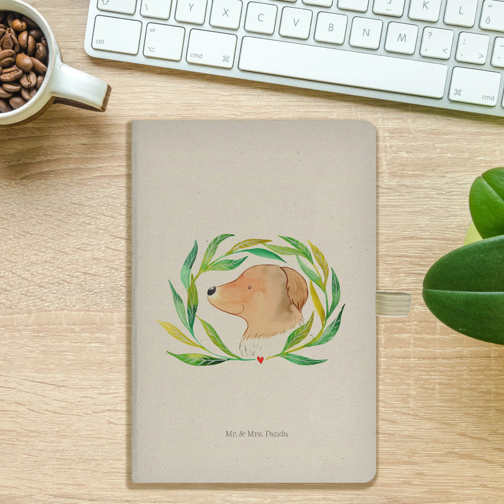 Bawełniany notatnik DIN A4 pies kwiaty Pies, motyw psa, zwierzę domowe, rasa psa, miłośnik zwierząt, właściciel psa, powiedzenia