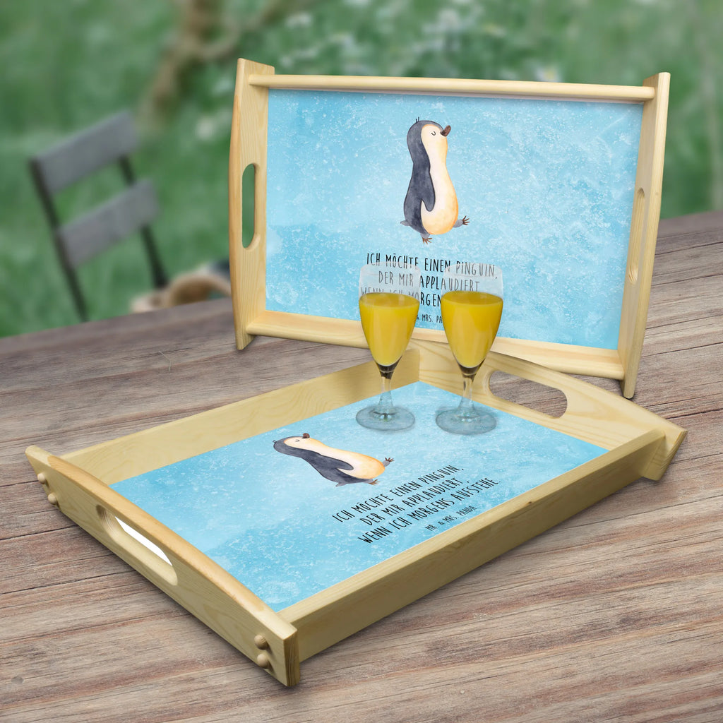 Serving tray Penguin march Frühstückstablett, Tablett, Serviertablett, Holztablett, Dekotablett, Küchentablett, Pinguin, Familie, Frühaufsteher, Pinguine, Langschläfer, Schwester, Bruder