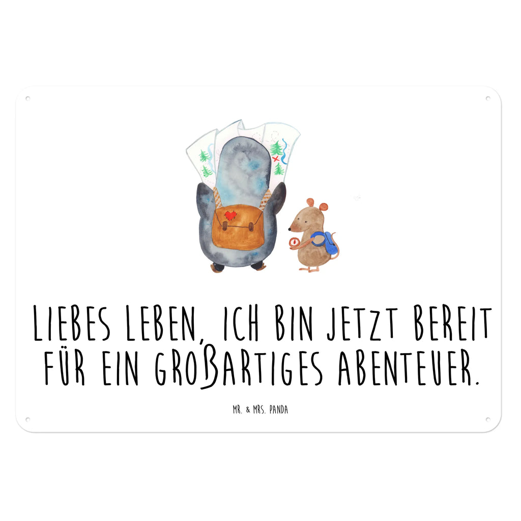 Blechschild Pinguin & Maus Wanderer Wandschild Metall, Blechschild Küche, Blechschild Zum Aufhängen, Blechschild, Türschild Metall, Blechschild Groß, Dekoschild Metall, Blechschild Büro, Blechschild Für Frauen, Blechschild Für Männer, Pinguin, Abenteurer, Roadtrip, Abenteuer, Wandern, Ausflug, Pinguine, Wanderlust