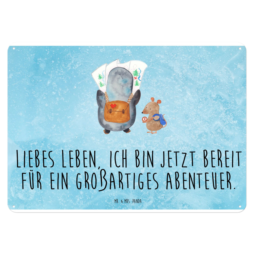 Blechschild Pinguin & Maus Wanderer Wandschild Metall, Blechschild Küche, Blechschild Zum Aufhängen, Blechschild, Türschild Metall, Blechschild Groß, Dekoschild Metall, Blechschild Büro, Blechschild Für Frauen, Blechschild Für Männer, Pinguin, Abenteurer, Roadtrip, Abenteuer, Wandern, Ausflug, Pinguine, Wanderlust