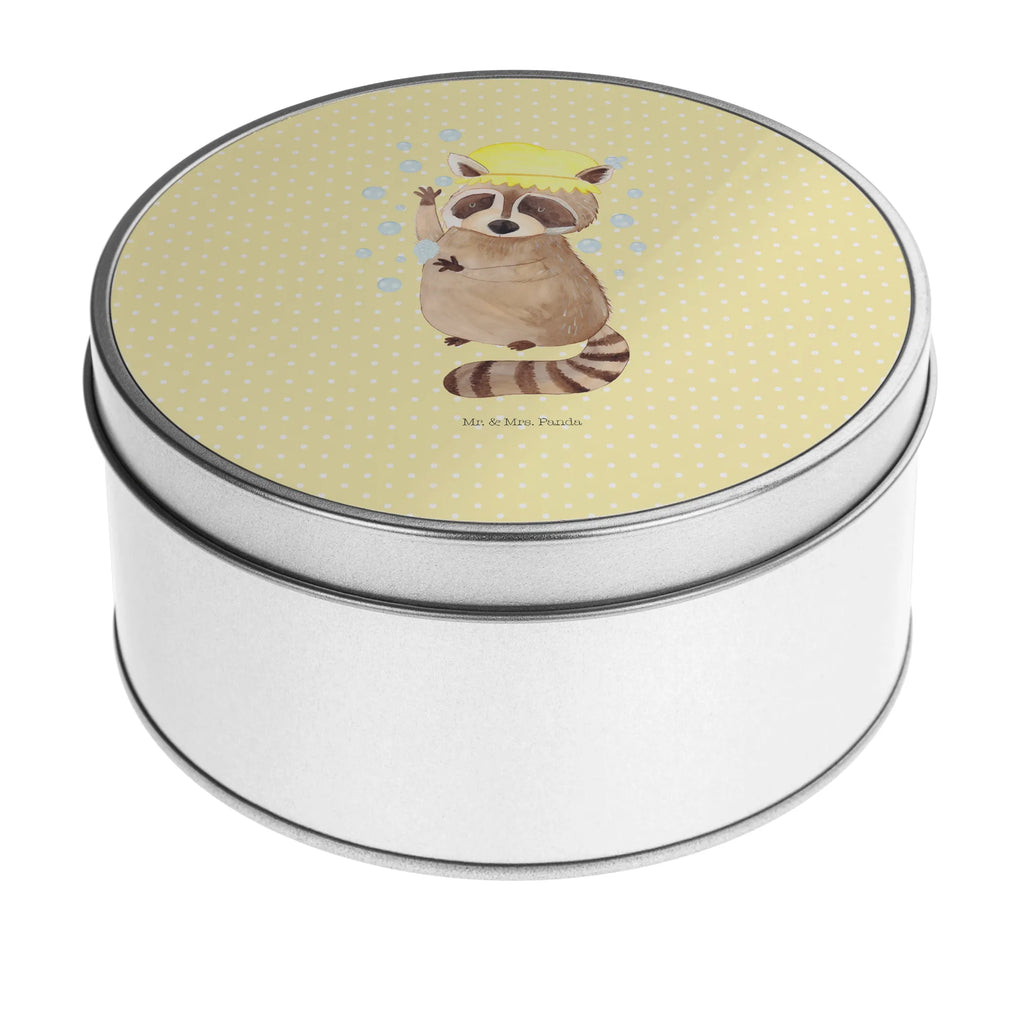 okrągła puszka z blachy Szop pracz Motywy zwierzęce, dobra energia, zabawne powiedzonka, zwierzęta