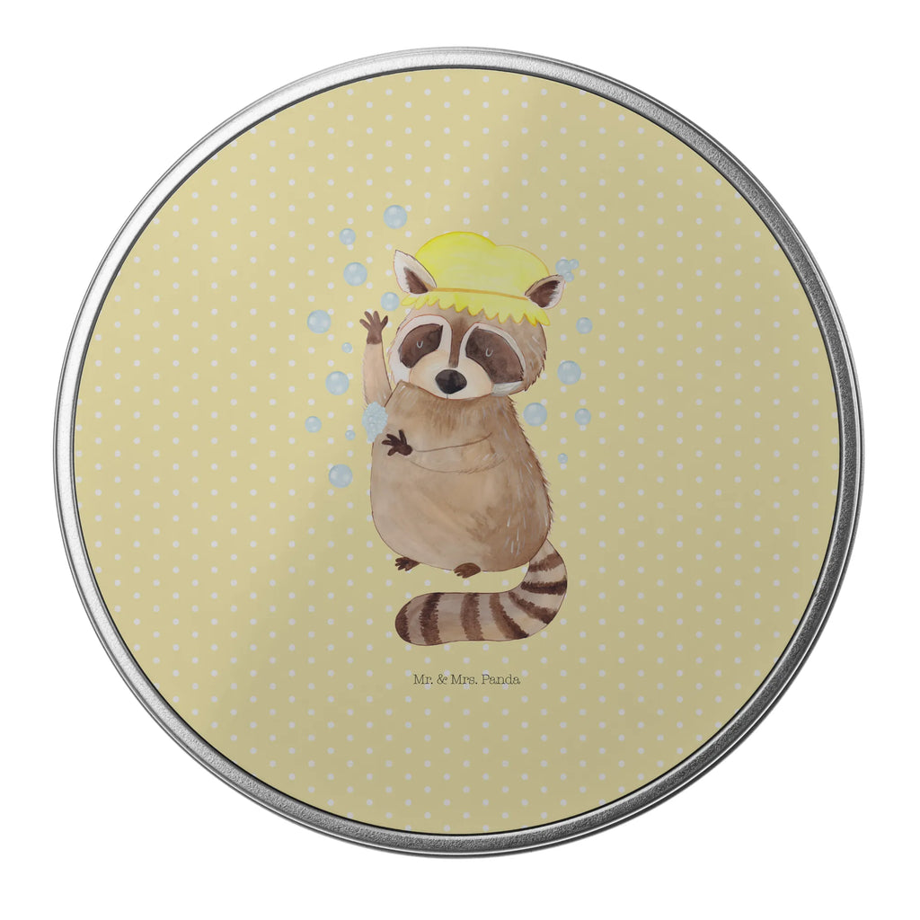 okrągła puszka z blachy Szop pracz Motywy zwierzęce, dobra energia, zabawne powiedzonka, zwierzęta