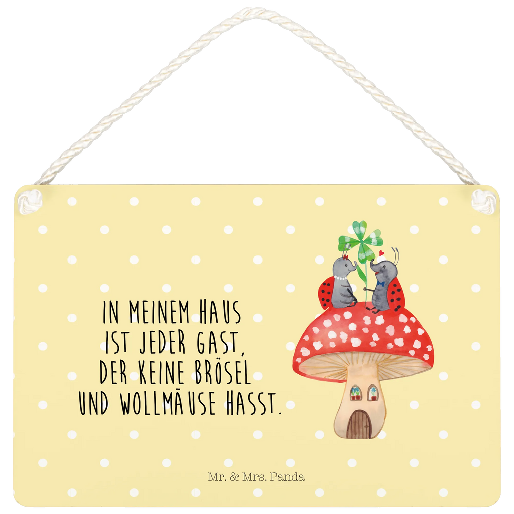 Decorative sign ladybug toadstool small animals, cute, funny, cute animal motives, hand drawn, small world, funny sayings, good mood, happy, gifts, gift ideas, special gifts, animal lover, card, ladybird, toadstool, house of fleshy fungi, at home, house, flat