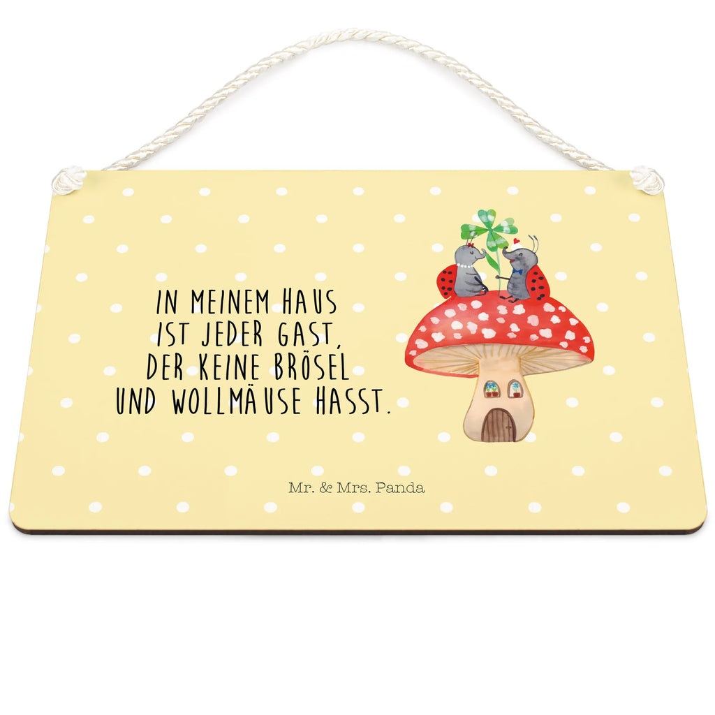 Decorative sign ladybug toadstool small animals, cute, funny, cute animal motives, hand drawn, small world, funny sayings, good mood, happy, gifts, gift ideas, special gifts, animal lover, card, ladybird, toadstool, house of fleshy fungi, at home, house, flat