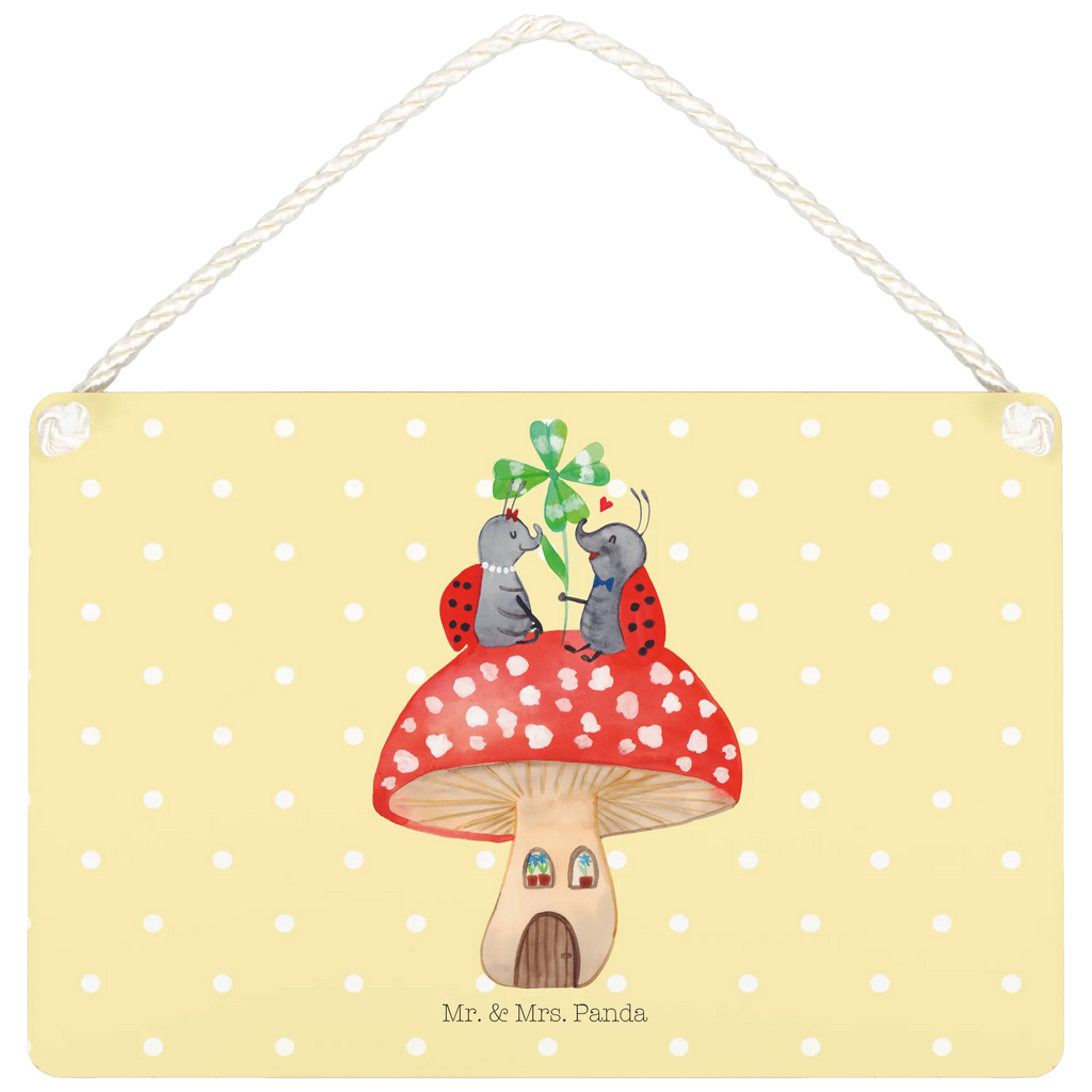 Decorative sign ladybug toadstool small animals, cute, funny, cute animal motives, hand drawn, small world, funny sayings, good mood, happy, gifts, gift ideas, special gifts, animal lover, card, ladybird, toadstool, house of fleshy fungi, at home, house, flat