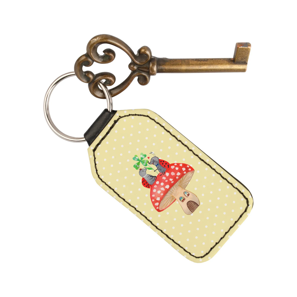 Rectangular key ring ladybug toadstool key ring, pendant, bag pendant, lucky charm, keychain, small animals, cute, funny, cute animal motives, hand drawn, small world, funny sayings, good mood, happy, gifts, gift ideas, special gifts, animal lover, card, toadstool, flat, house, at home, ladybird, house of fleshy fungi
