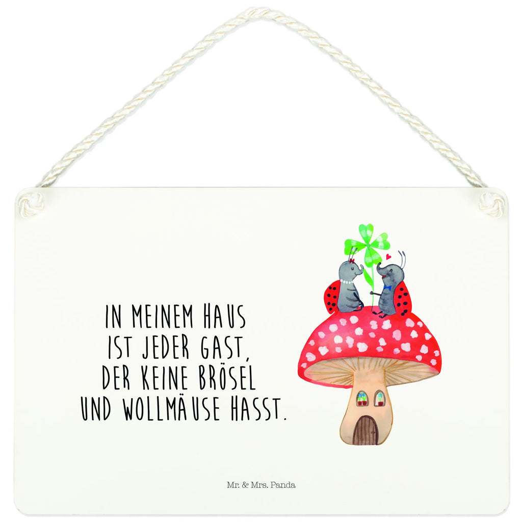 Decorative sign ladybug toadstool small animals, cute, funny, cute animal motives, hand drawn, small world, funny sayings, good mood, happy, gifts, gift ideas, special gifts, animal lover, card, ladybird, toadstool, house of fleshy fungi, at home, house, flat