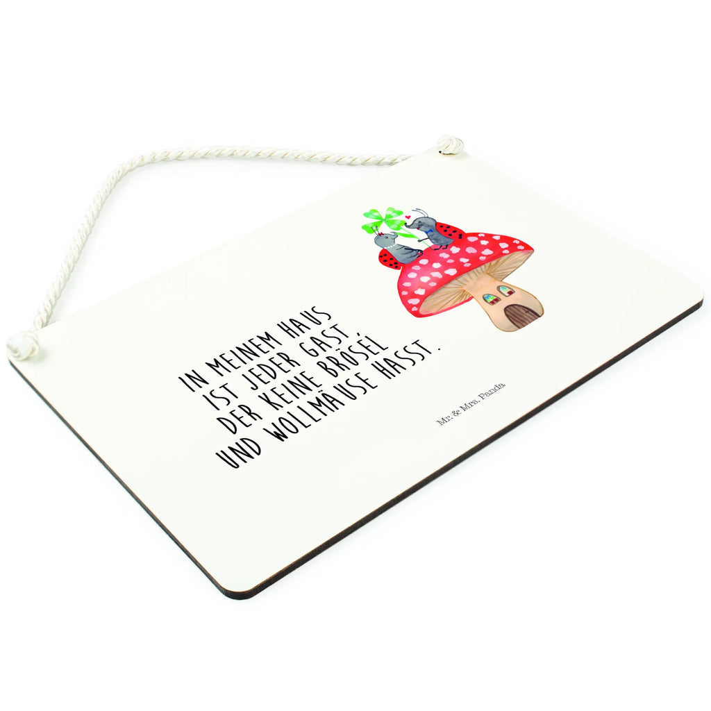 Decorative sign ladybug toadstool small animals, cute, funny, cute animal motives, hand drawn, small world, funny sayings, good mood, happy, gifts, gift ideas, special gifts, animal lover, card, ladybird, toadstool, house of fleshy fungi, at home, house, flat