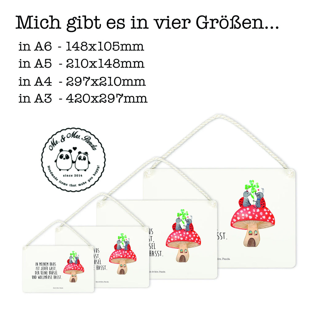 Decorative sign ladybug toadstool small animals, cute, funny, cute animal motives, hand drawn, small world, funny sayings, good mood, happy, gifts, gift ideas, special gifts, animal lover, card, ladybird, toadstool, house of fleshy fungi, at home, house, flat