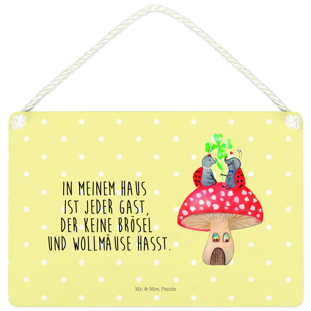 Decorative sign ladybug toadstool small animals, cute, funny, cute animal motives, hand drawn, small world, funny sayings, good mood, happy, gifts, gift ideas, special gifts, animal lover, card, ladybird, toadstool, house of fleshy fungi, at home, house, flat