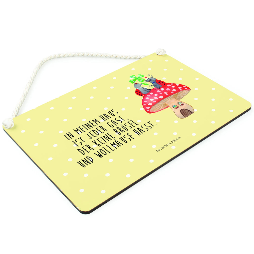 Decorative sign ladybug toadstool small animals, cute, funny, cute animal motives, hand drawn, small world, funny sayings, good mood, happy, gifts, gift ideas, special gifts, animal lover, card, ladybird, toadstool, house of fleshy fungi, at home, house, flat