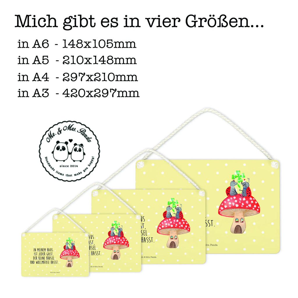 Decorative sign ladybug toadstool small animals, cute, funny, cute animal motives, hand drawn, small world, funny sayings, good mood, happy, gifts, gift ideas, special gifts, animal lover, card, ladybird, toadstool, house of fleshy fungi, at home, house, flat