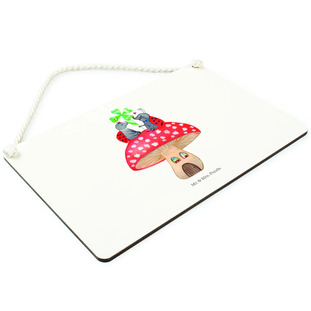 Decorative sign ladybug toadstool small animals, cute, funny, cute animal motives, hand drawn, small world, funny sayings, good mood, happy, gifts, gift ideas, special gifts, animal lover, card, ladybird, toadstool, house of fleshy fungi, at home, house, flat