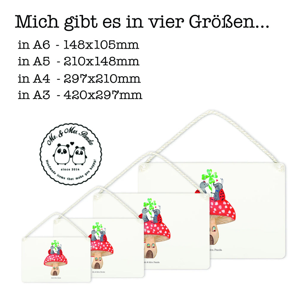 Decorative sign ladybug toadstool small animals, cute, funny, cute animal motives, hand drawn, small world, funny sayings, good mood, happy, gifts, gift ideas, special gifts, animal lover, card, ladybird, toadstool, house of fleshy fungi, at home, house, flat