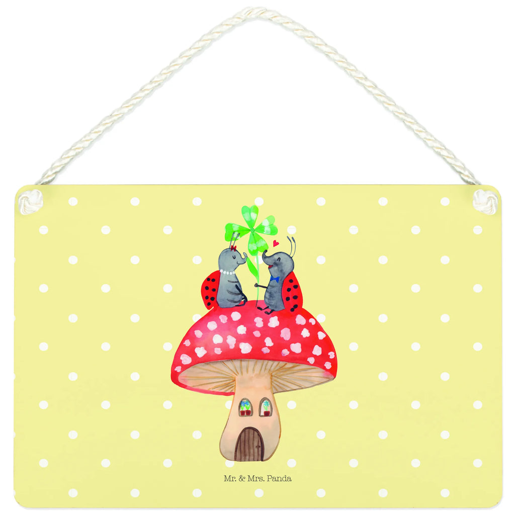 Decorative sign ladybug toadstool small animals, cute, funny, cute animal motives, hand drawn, small world, funny sayings, good mood, happy, gifts, gift ideas, special gifts, animal lover, card, ladybird, toadstool, house of fleshy fungi, at home, house, flat