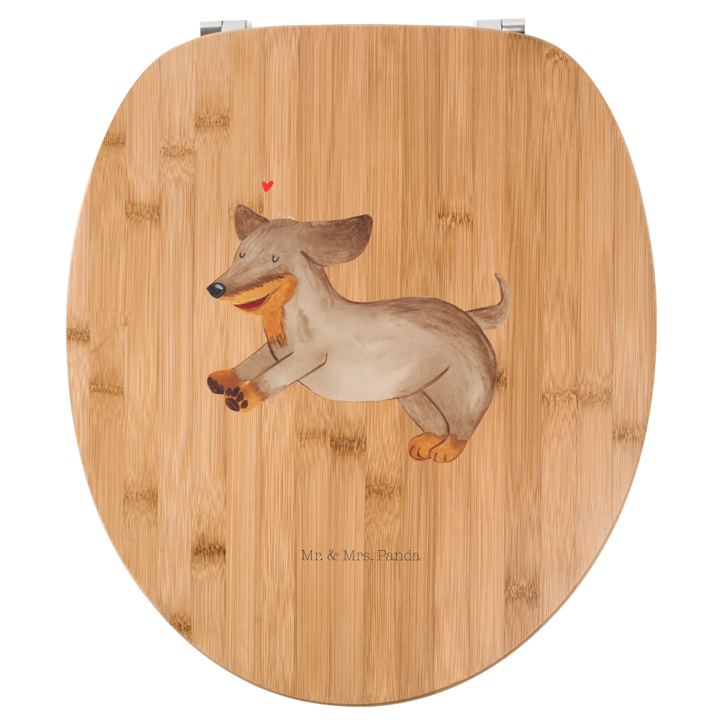 Motiv WC Sitz Hund Dackel fröhlich WC-Sitz, Klodeckel, Toilettendeckel, Klobrille, Toilette, Hund, Hundemotiv, Haustier, Hunderasse, Tierliebhaber, Hundebesitzer, Sprüche, Dachshund, Hunde, Dackel, happy dog
