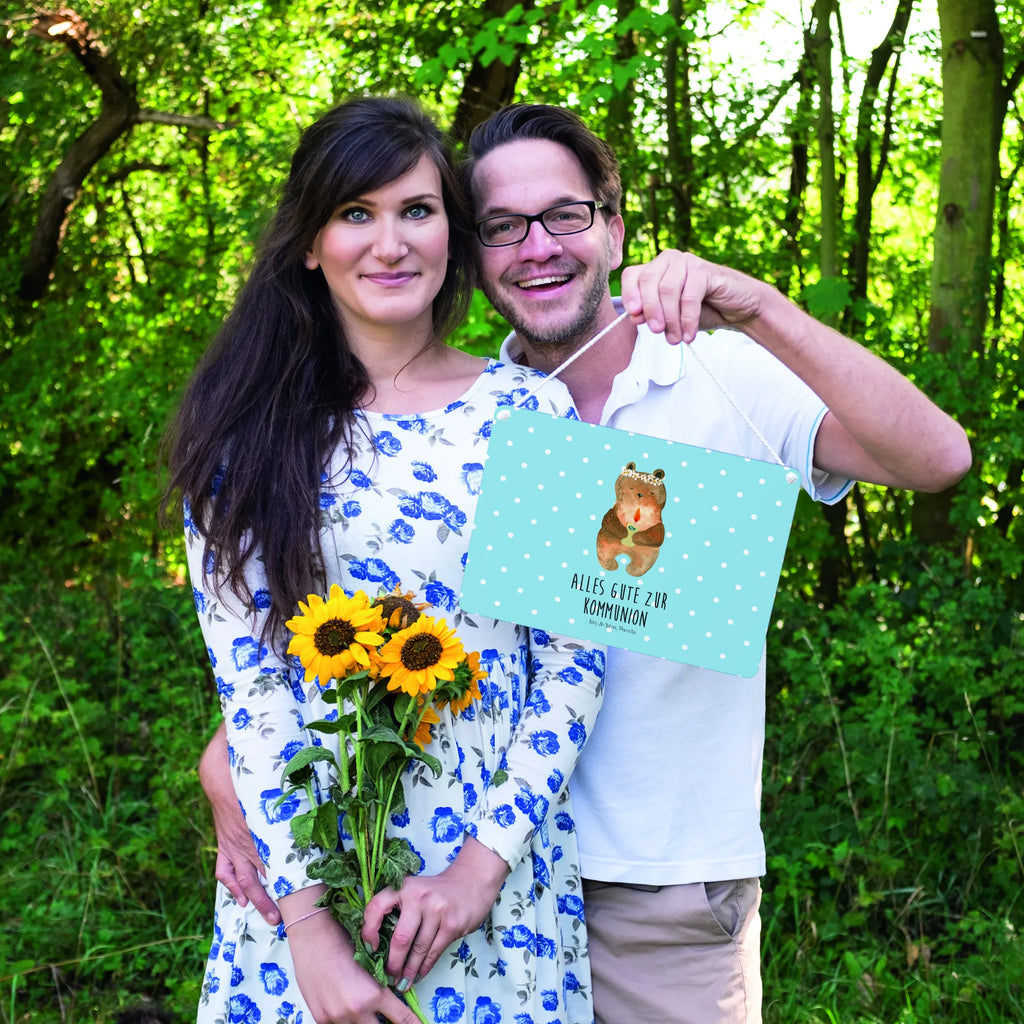 Deko Schild Bär Kommunion Türschild, dekoration schild, wandhänger, Holztafel, Motivschild, Dekoschild, Badschild, hängeschild, sprüche schild, Spruchschild, holzbild, Schild mit Spruch, wandtafel, Wandschild, dekoschilder, Küchenschild, Deko Schild, Schild, Deko Wandtafel, Holzschild, dekotafel, Türschild Familie, Bär, Teddy, Teddybär, Taufkerze, Katholisch, Gottes Segen, Kommunion