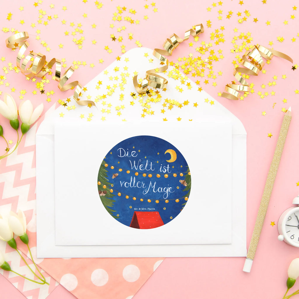 Rund Aufkleber Die Welt ist voller Magie rund, Sticker, Aufkleber, Etikett, Kinder, Blumen Deko, Frühlings Deko, Sommer Deko, Dekoration, positive Botschaft, Naturliebhaber, Outdoor, Natur, Abenteuer