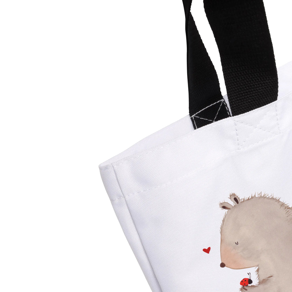 Shopper Bär Marienkäfer Alltagstasche, Freizeittasche, Shopper, Beutel, Schulbeutel, Tasche, Tragebeutel, Schultasche, Einkaufsbeutel, Einkaufstasche, Strandtasche, Bär, Teddy, Teddybär, Motivation, Das Leben ist schön, Freiheit, Liebe, Marienkäfer