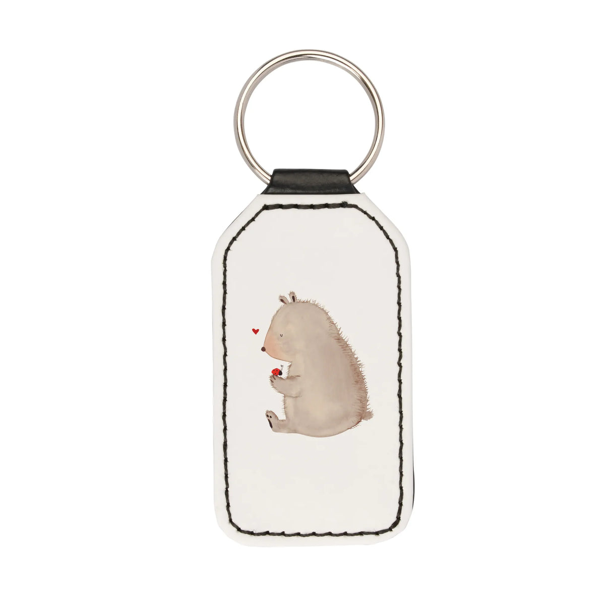 Rectangular key ring bear ladybug keychain, key ring, lucky charm, bag pendant, pendant, bear, teddy, teddy bear, cuddly toy, life is beautiful, ladybird, motivation, freedom, love