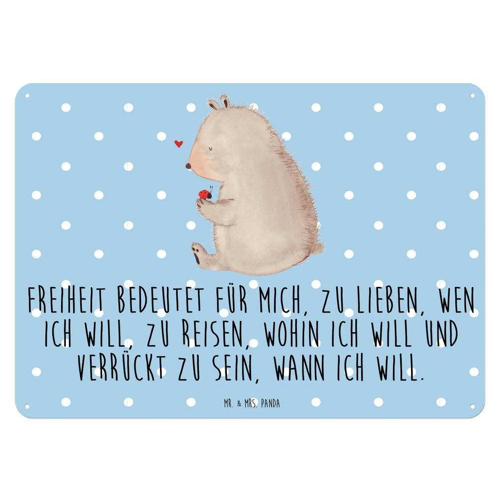 Blechschild Bär Marienkäfer Blechschild Zum Aufhängen, Blechschild Büro, Blechschild Groß, Wandschild Metall, Dekoschild Metall, Blechschild Für Frauen, Blechschild Für Männer, Blechschild Küche, Türschild Metall, Blechschild, Teddy, Bär, Teddybär, Freiheit, Marienkäfer, Liebe, Motivation, Das Leben Ist schön