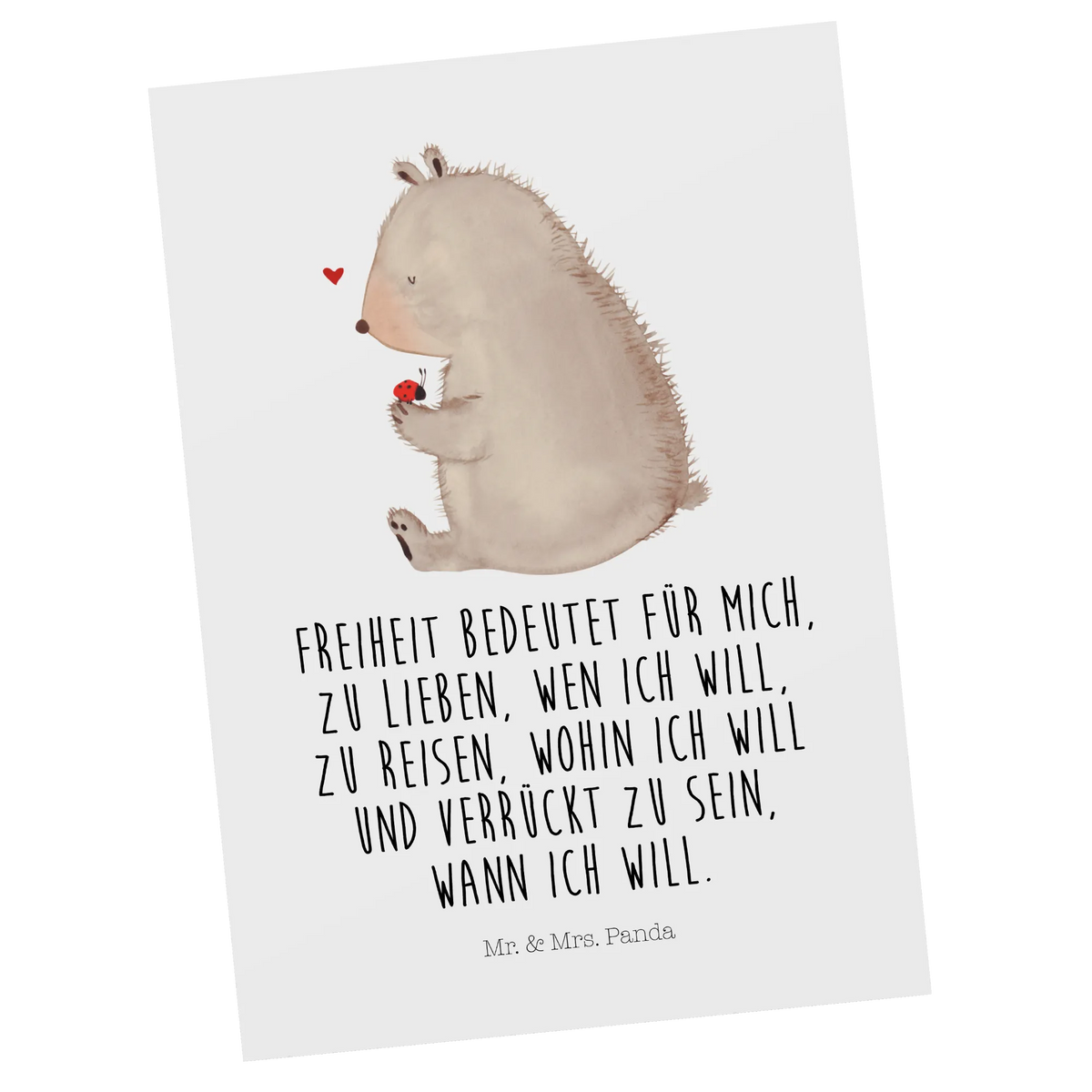 Postkarte Bär Marienkäfer Kunstkarten, Fotokarte, Grußkarte, Motivkarte, kunstkarte, Postkarte, spruchkarte, Postkarten, Ansichtskarte, bildkarte, Designkarte, einzelkarte, Ansichtskarten, Teddy, Bär, Teddybär, Liebe, Marienkäfer, Freiheit, Motivation, Das Leben Ist schön