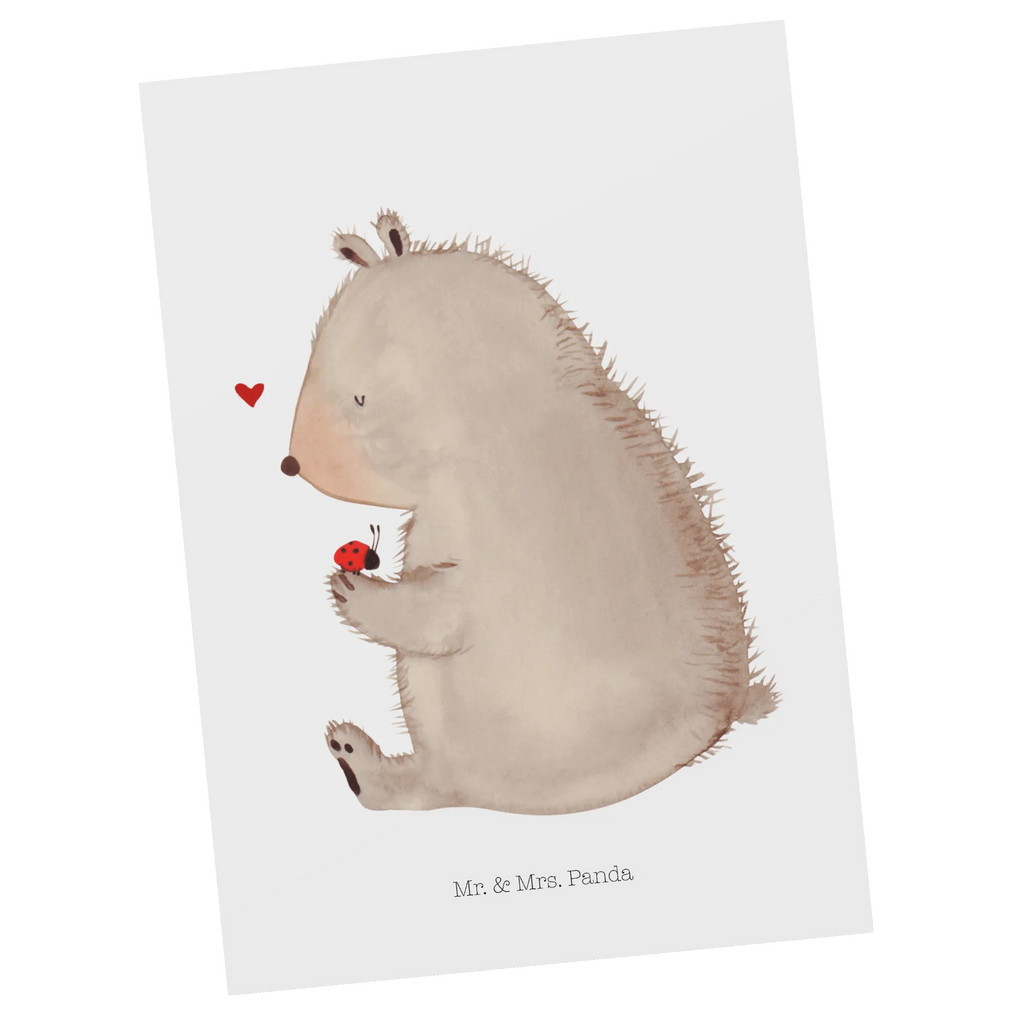 Postcard bear ladybug card, postcards, Postcard, gift, invitation, invitation card, letter, paper, gift card, bear, teddy, teddy bear, cuddly toy, motivation, ladybird, life is beautiful, freedom, love