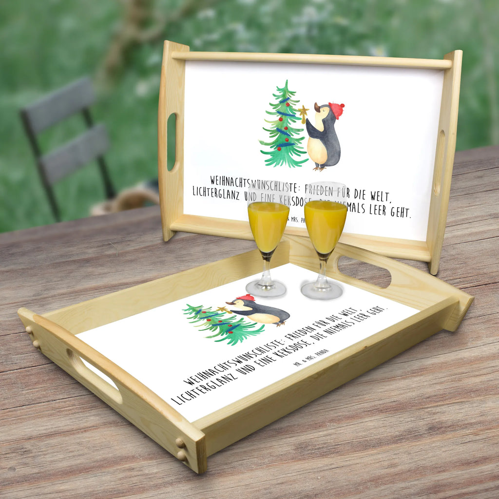 Serving tray penguin Christmas tree Tablett, Frühstückstablett, Dekotablett, Küchentablett, Serviertablett, Holztablett, Winter, Weihnachten, Weihnachtsdeko, Nikolaus, Advent, Heiligabend, Wintermotiv, Pinguin