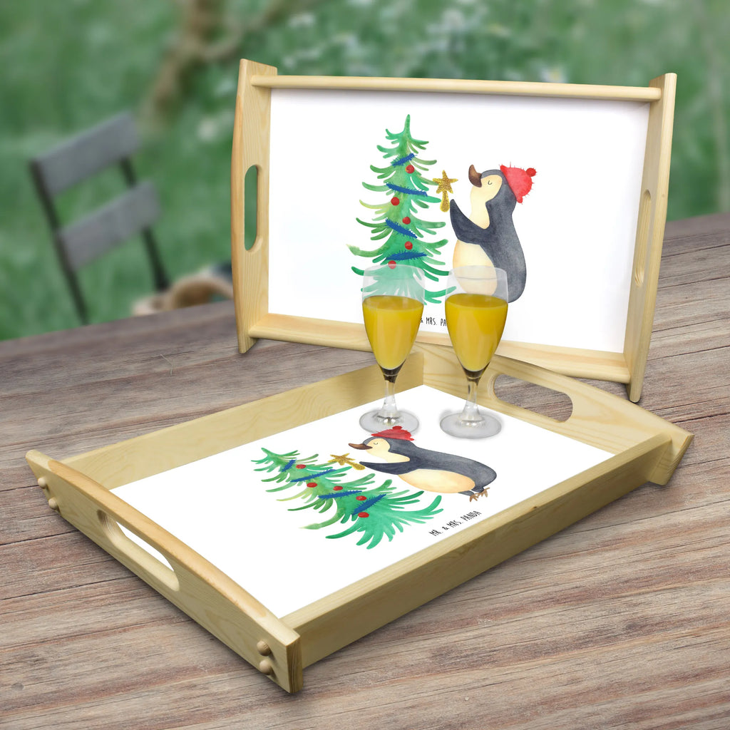 Serving tray penguin Christmas tree Tablett, Frühstückstablett, Dekotablett, Küchentablett, Serviertablett, Holztablett, Winter, Weihnachten, Weihnachtsdeko, Nikolaus, Advent, Heiligabend, Wintermotiv, Pinguin