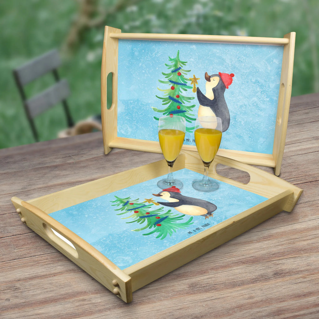 Serving tray penguin Christmas tree Tablett, Frühstückstablett, Dekotablett, Küchentablett, Serviertablett, Holztablett, Winter, Weihnachten, Weihnachtsdeko, Nikolaus, Advent, Heiligabend, Wintermotiv, Pinguin