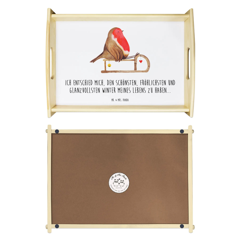 Serviertablett Rotkehlchen Schlitten Dekotablett, Frühstückstablett, Tablett, Küchentablett, Holztablett, Serviertablett, Winter, Weihnachten, Weihnachtsdeko, Nikolaus, Advent, Heiligabend, Wintermotiv, Vogel, Schlitten