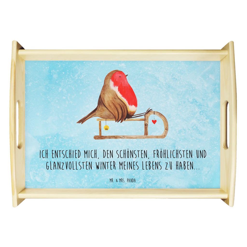 Serviertablett Rotkehlchen Schlitten Dekotablett, Frühstückstablett, Tablett, Küchentablett, Holztablett, Serviertablett, Winter, Weihnachten, Weihnachtsdeko, Nikolaus, Advent, Heiligabend, Wintermotiv, Vogel, Schlitten