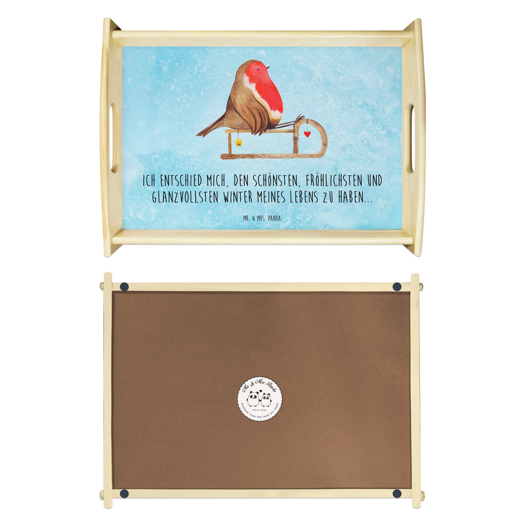 Serviertablett Rotkehlchen Schlitten Dekotablett, Frühstückstablett, Tablett, Küchentablett, Holztablett, Serviertablett, Winter, Weihnachten, Weihnachtsdeko, Nikolaus, Advent, Heiligabend, Wintermotiv, Vogel, Schlitten