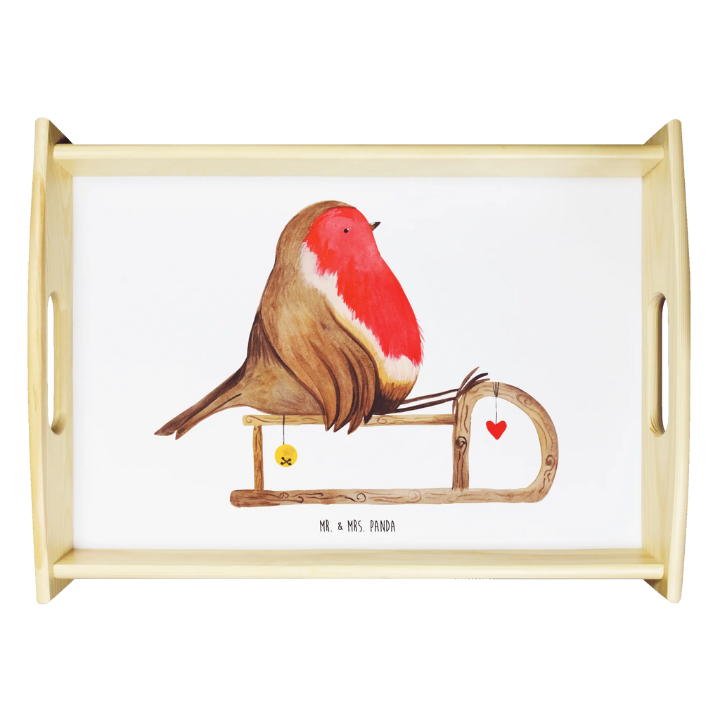 Serviertablett Rotkehlchen Schlitten Dekotablett, Frühstückstablett, Tablett, Küchentablett, Holztablett, Serviertablett, Winter, Weihnachten, Weihnachtsdeko, Nikolaus, Advent, Heiligabend, Wintermotiv, Vogel, Schlitten