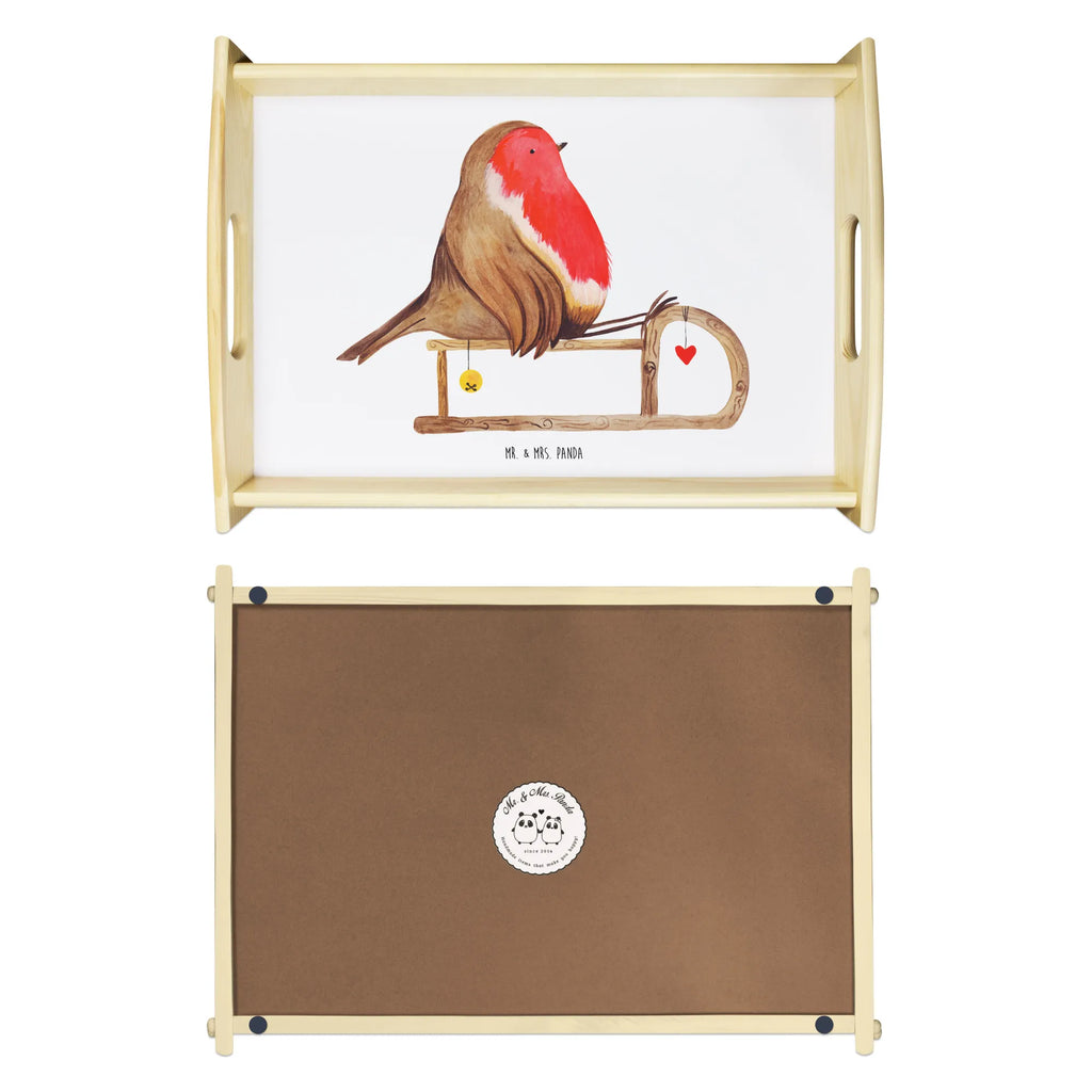 Serviertablett Rotkehlchen Schlitten Dekotablett, Frühstückstablett, Tablett, Küchentablett, Holztablett, Serviertablett, Winter, Weihnachten, Weihnachtsdeko, Nikolaus, Advent, Heiligabend, Wintermotiv, Vogel, Schlitten