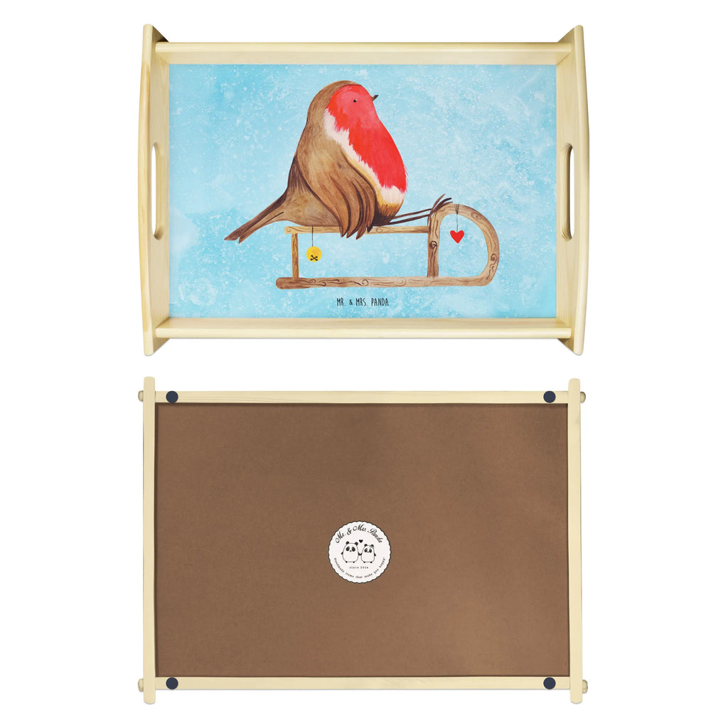 Serviertablett Rotkehlchen Schlitten Dekotablett, Frühstückstablett, Tablett, Küchentablett, Holztablett, Serviertablett, Winter, Weihnachten, Weihnachtsdeko, Nikolaus, Advent, Heiligabend, Wintermotiv, Vogel, Schlitten