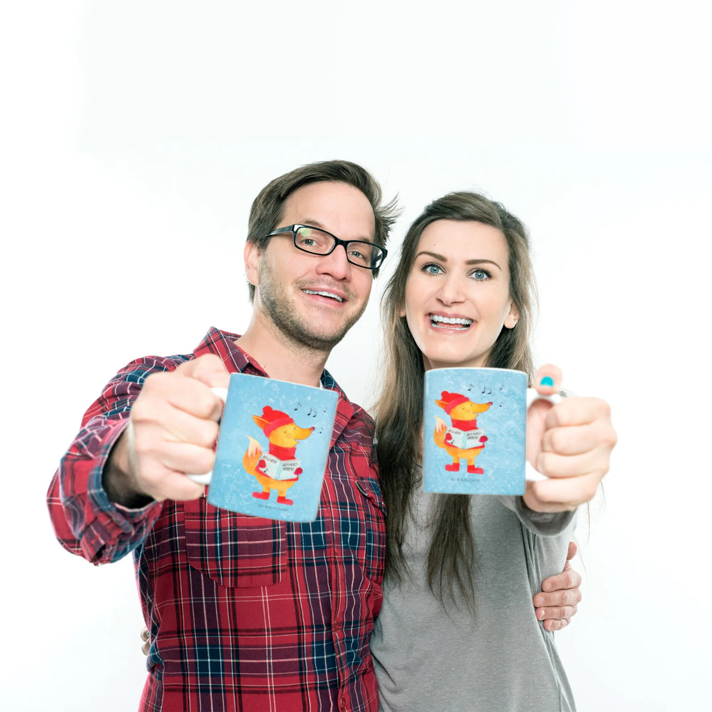 Kubek lis Śpiewak Tasse mit Zitaten, Bürotasse, Keramiktasse, Kaffeetasse, Teetasse, Tasse, Porzellantasse, Geschenktasse, Tasse mit Motiven, Winter, Weihnachten, Weihnachtsdeko, Nikolaus, Advent, Heiligabend, Wintermotiv, Singen, Sänger, Füchse, Fuchs, Geschenk Sänger, Weihnachtslieder