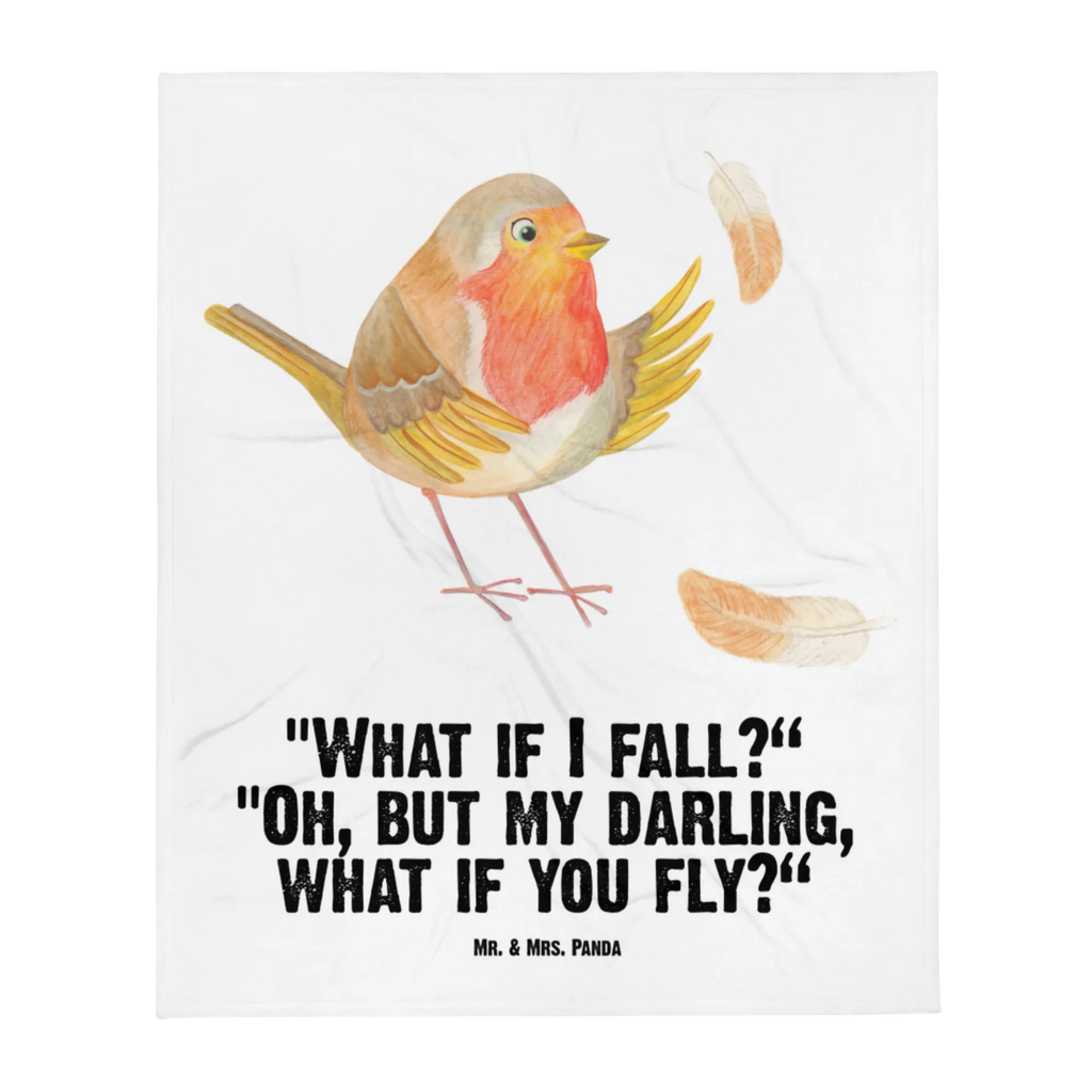 Babydecke Rotkehlchen mit Federn Babyecke Kuscheldecke, Krabbeldecke, Babydecke, Babygeschenk, Geschenk Geburt, Tiermotive, Gute Laune, lustige Sprüche, Tiere, fliegen, Motivationsbilder, Motivation Sprüche, Spruch Mut, What if i fall, Rotkehlchen, Spruch Motivation, Vogel