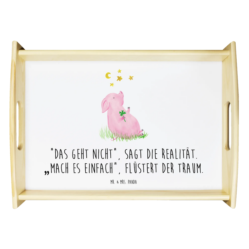 Serving tray Pig Luck Frühstückstablett, Tablett, Holztablett, Serviertablett, Dekotablett, Küchentablett, Tiermotive, Gute Laune, lustige Sprüche, Tiere, Ziele, Träume, Schwein, Schweinchen, Sterne, Glücksbringer, Glücksschwein. Glück, Motivation, Sernchen